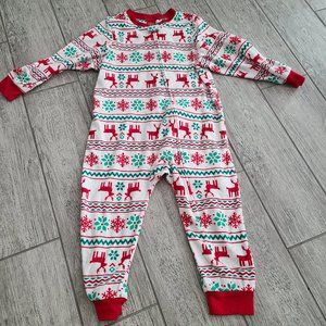 Jammies for your Families toddler girl long warm Christmas pajamas reindeer sz 4